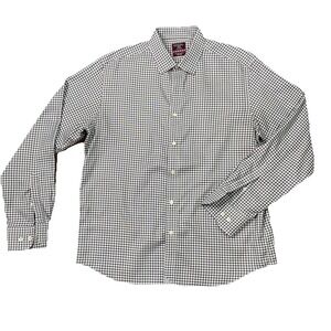 Untuckit Button Up Shirt Men's Large Gingham Blue Check Two Ply Cotton